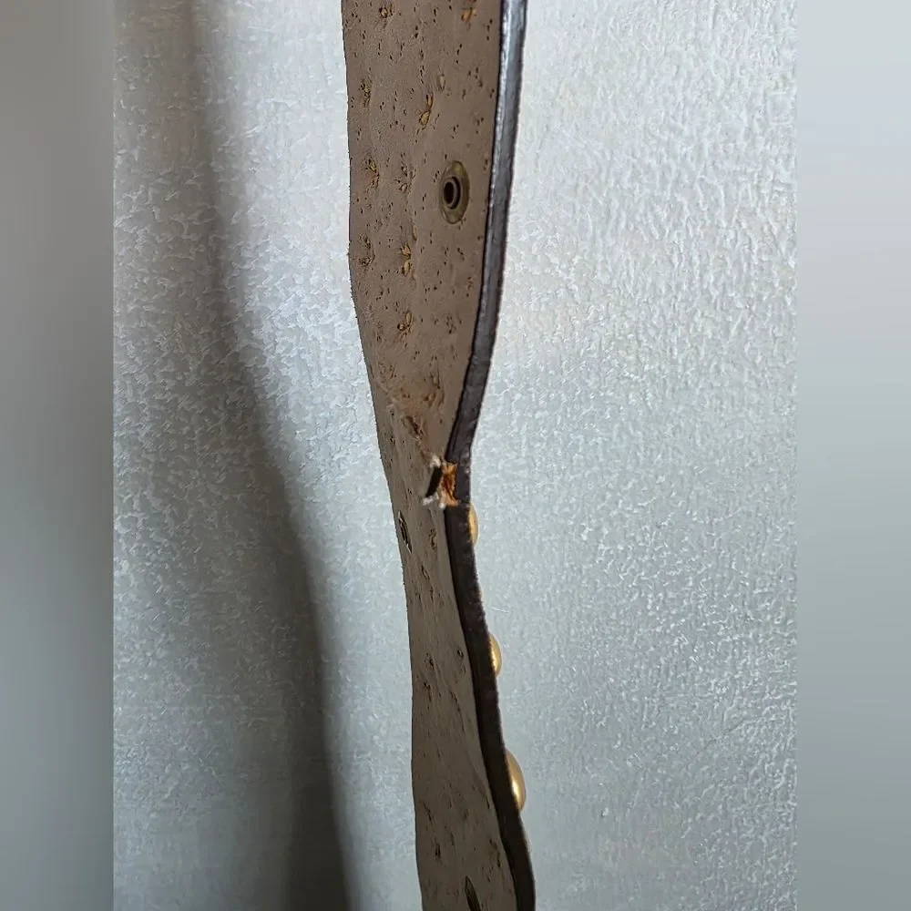 Brown Suede Leather Gold Studded Belt McBling Y2K Boh0 Sz M 38.5L